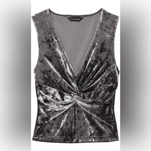 Club Monaco Silver Velvet Twist Front Blouse